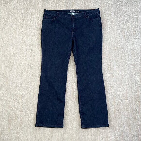 Amazon Essentials Stretch Bootcut Dark Wash Blue Jeans 18 Short - Picture 1 of 10